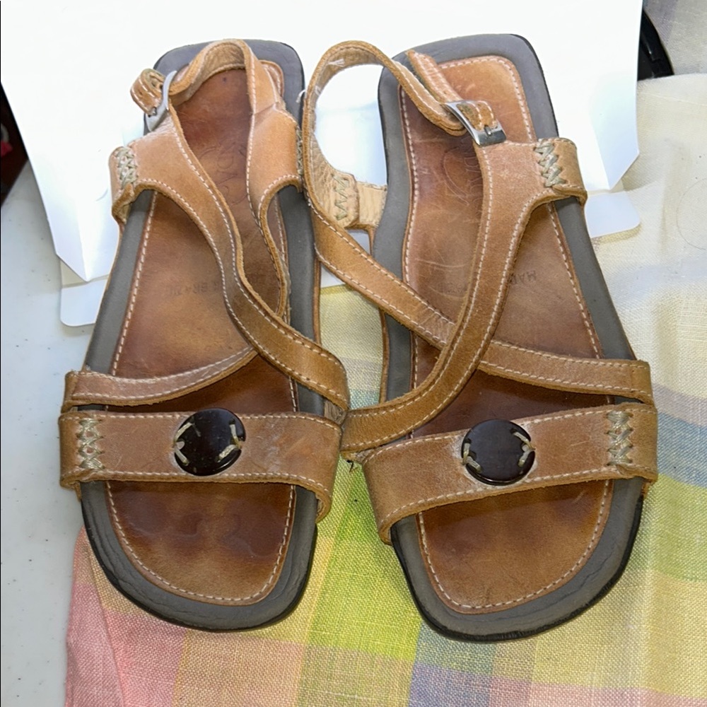 AndAcco Women's Tan Sandals made in Brazil size 6.5. Worn once.